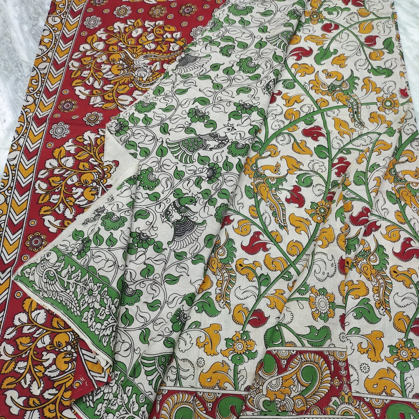 Mangalagiri kalamkari cotton saree