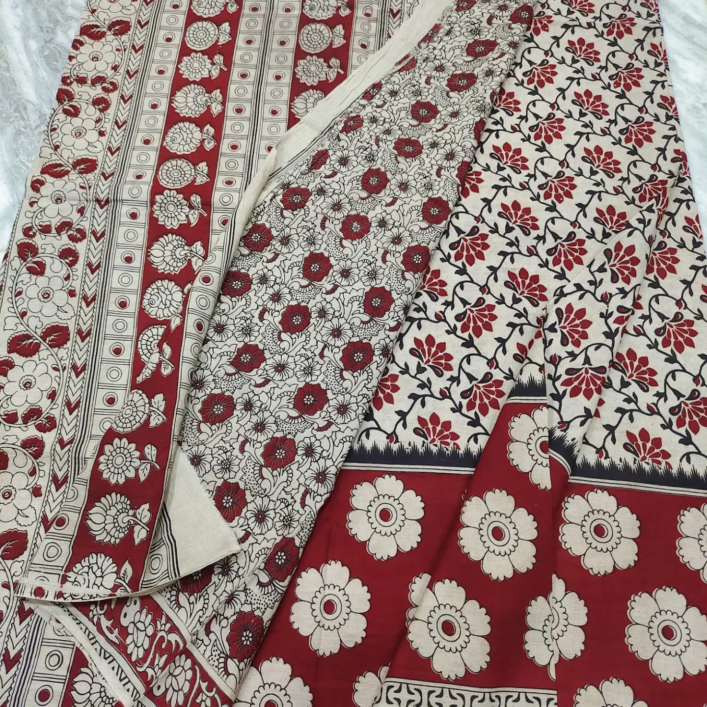 Mangalagiri kalamkari cotton saree