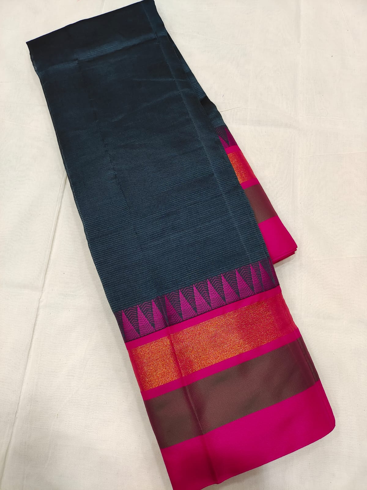 Shop Pink Kanjivaram Silk Sari Online in USA with Silver Temple Border –  Pure Elegance