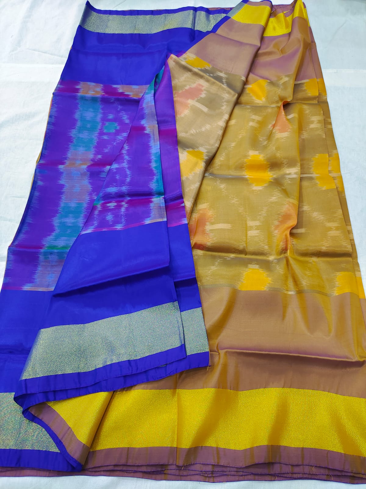 Mangalagiri pattu pochampalli ikkat design saree