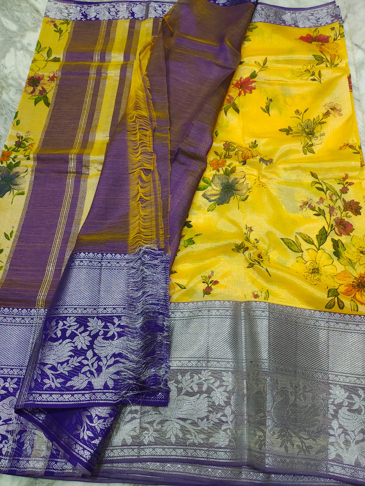 Mangalagiri pattu kuppadam digital printed saree