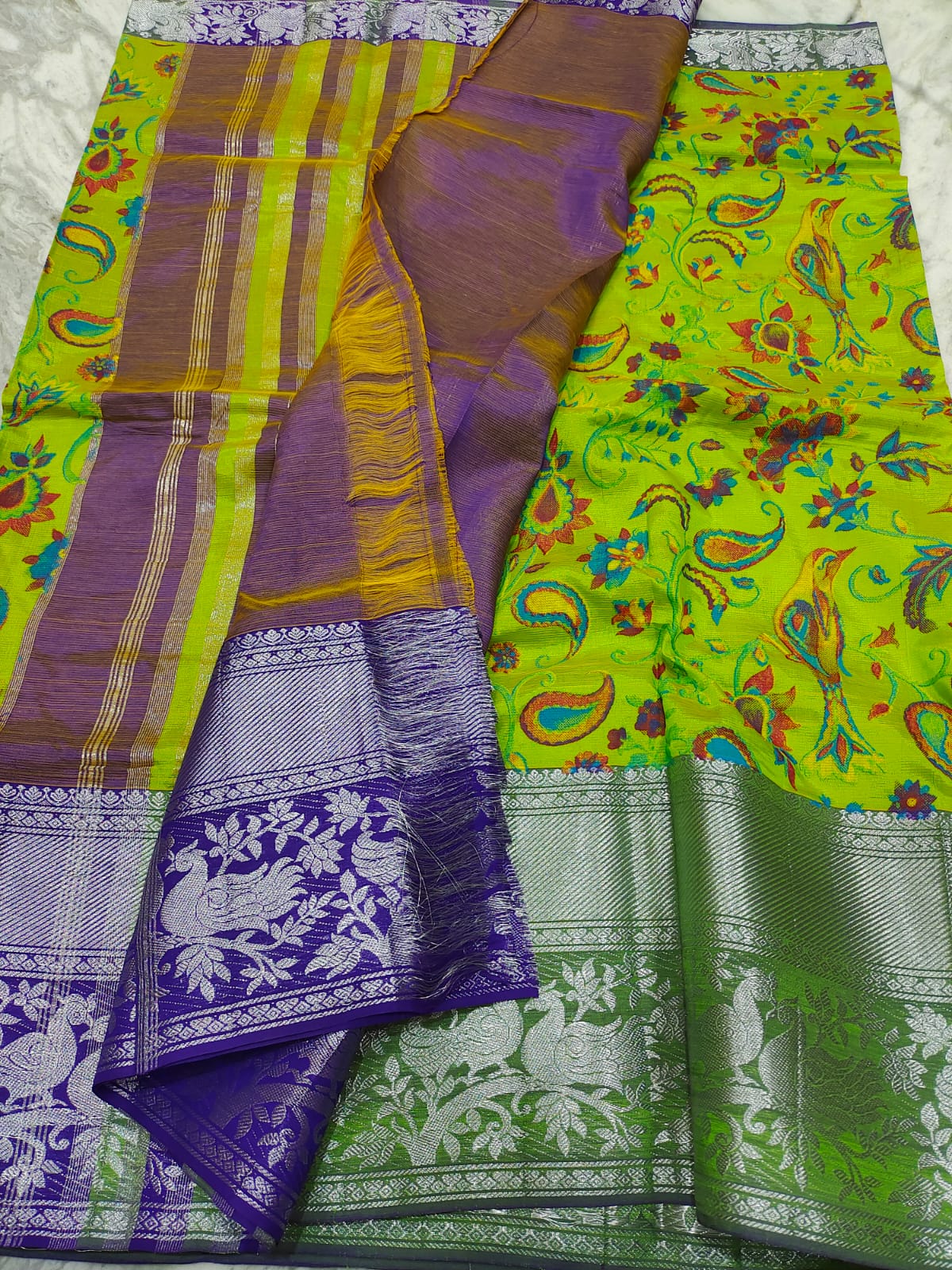 Mangalagiri pattu kuppadam digital printed saree