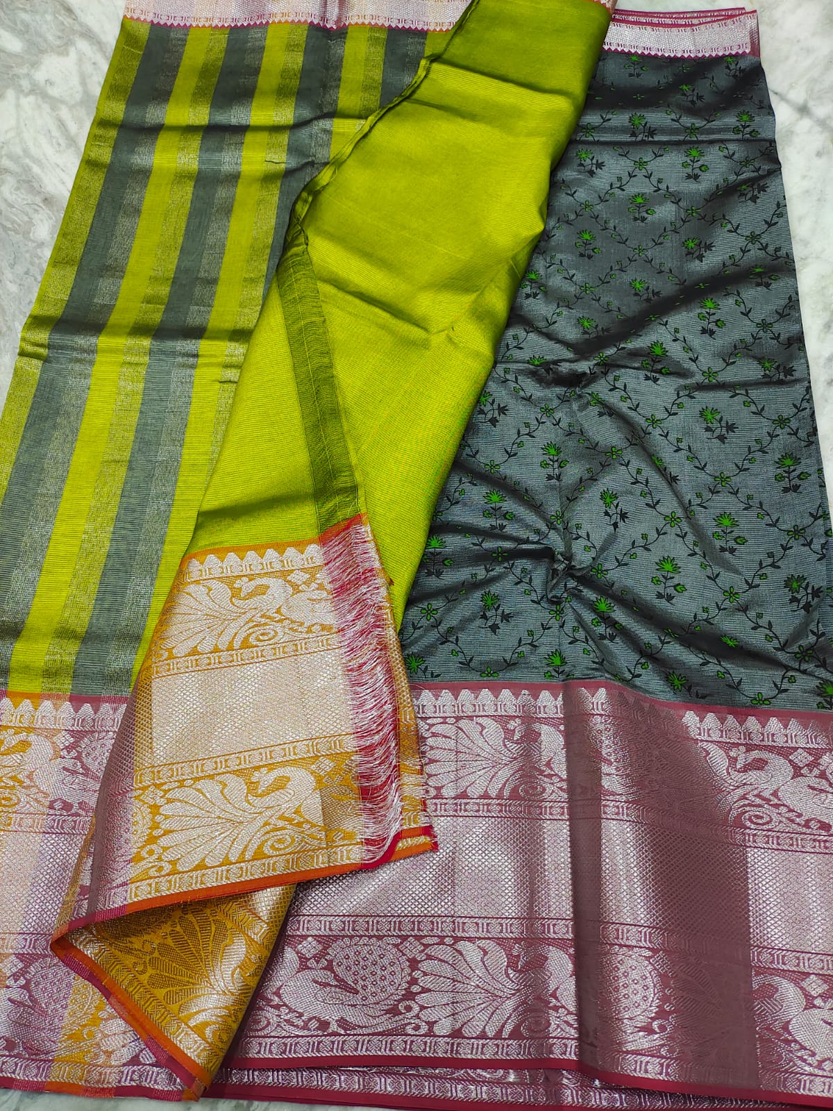 Mangalagiri pattu kuppadam digital printed saree