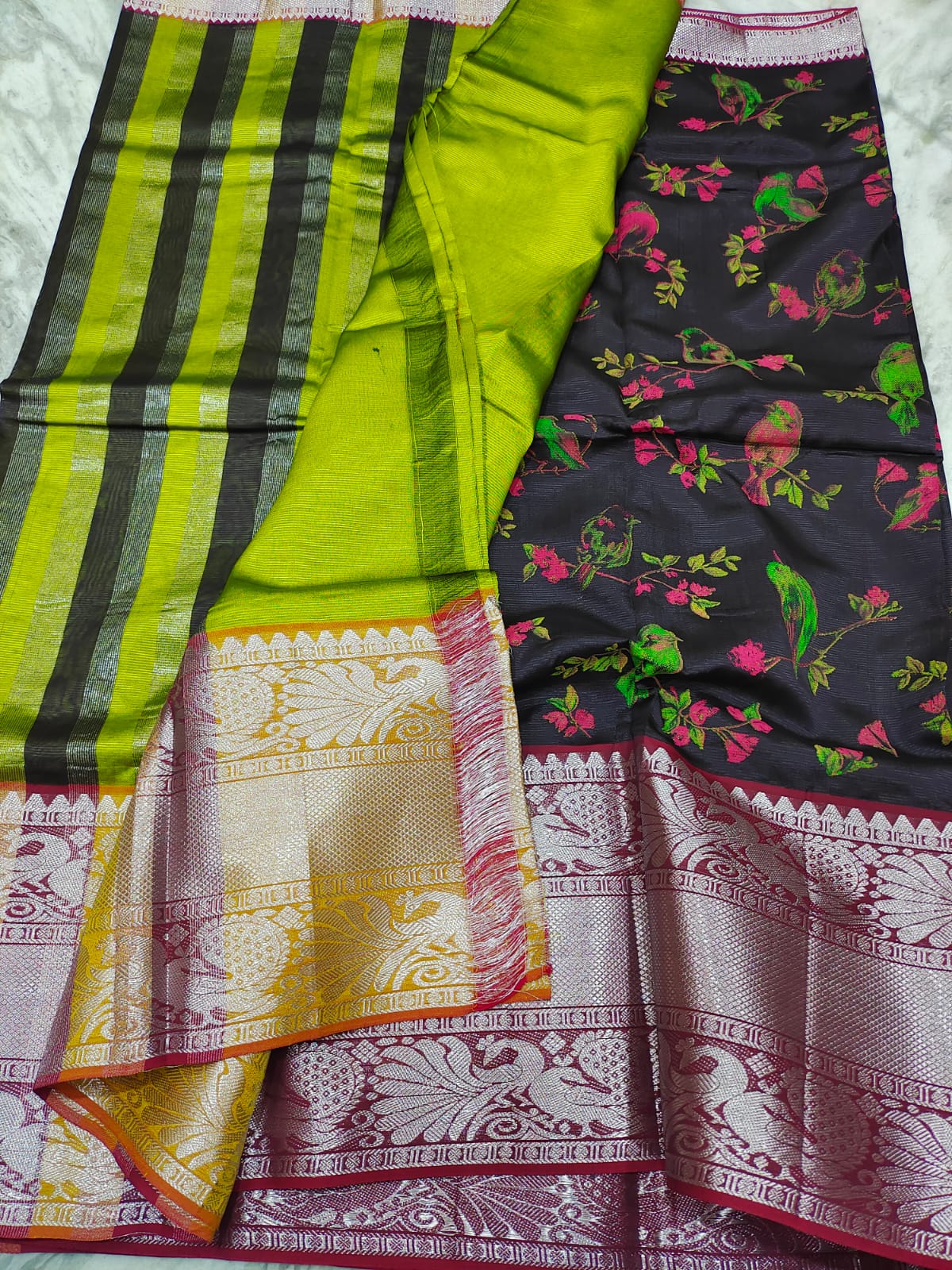 Mangalagiri pattu kuppadam digital printed saree