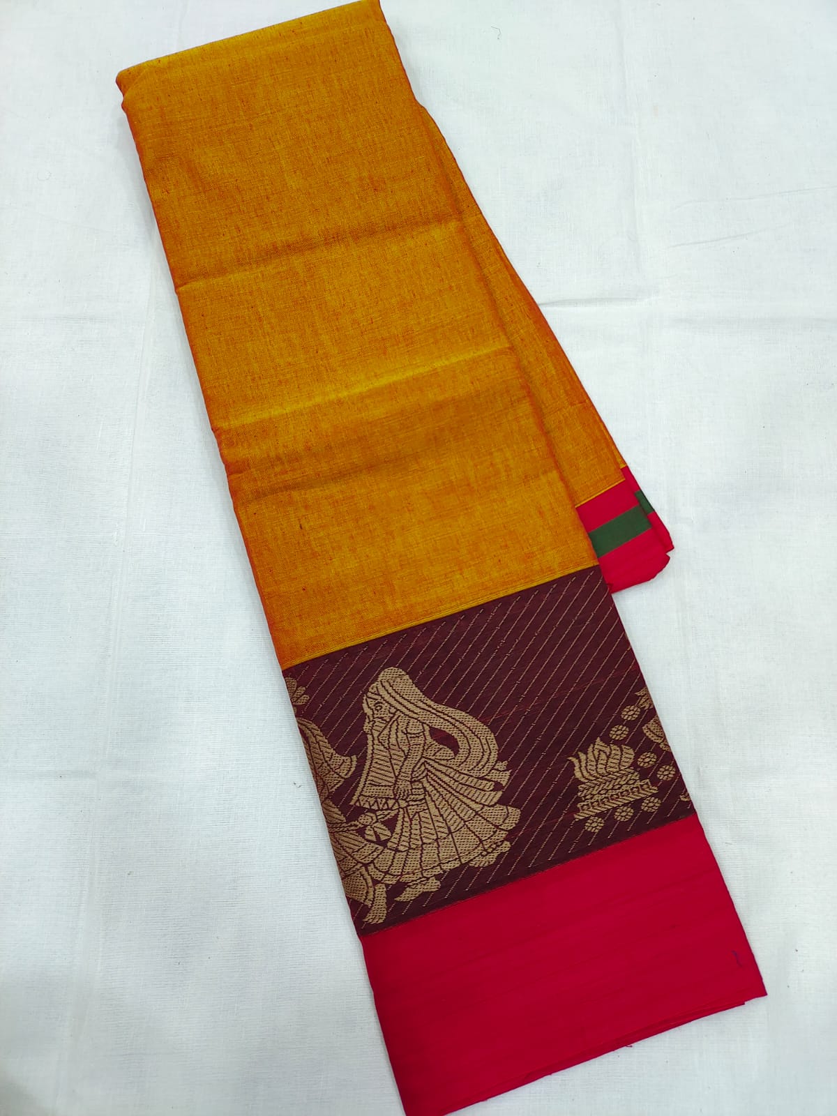 Mangalagiri pure cotton beautiful thread border saree - Vannamayil Fashions