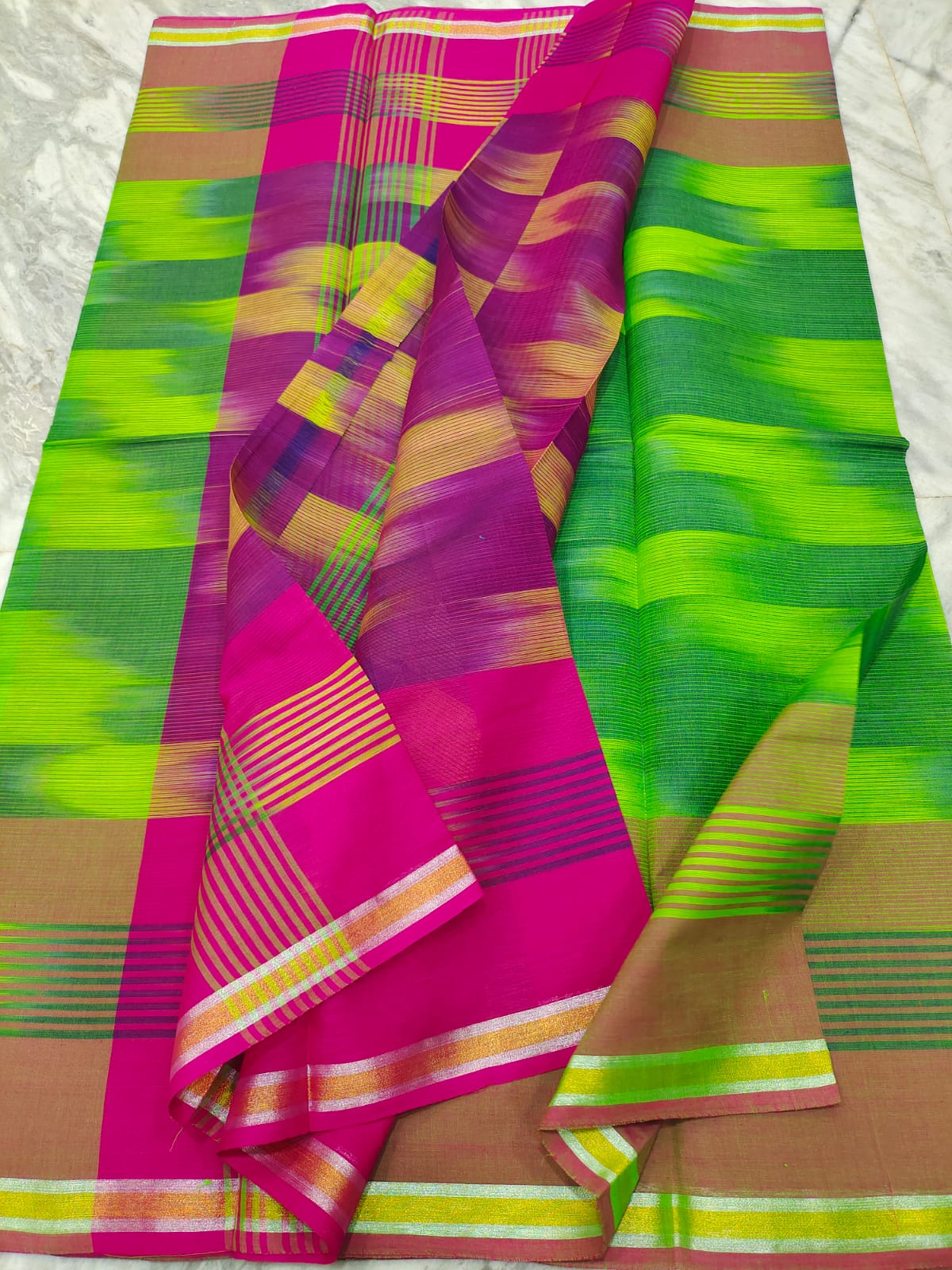 Mangalagiri pure cotton ikkat designed saree