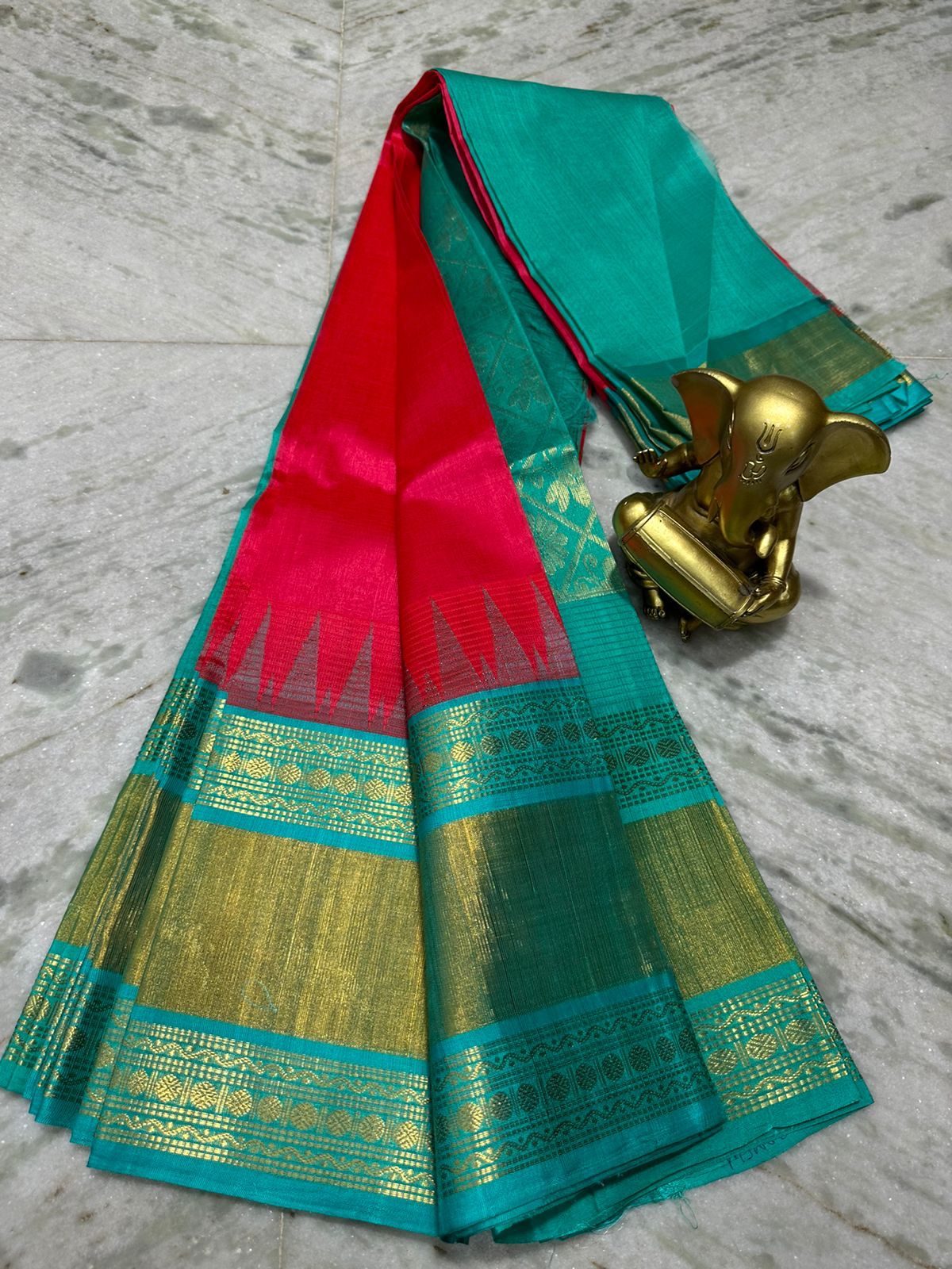 Green Color Vanasingaram Kanchi Cotton Saree | Vinshika Boutique