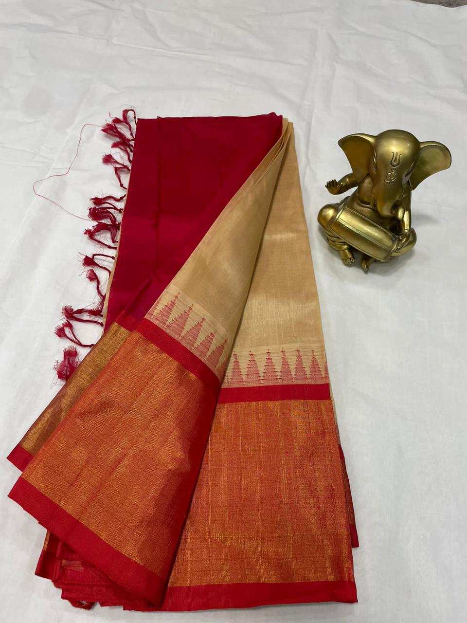 Mangalagiri pure kuppatam pattu silk cotton temple border saree