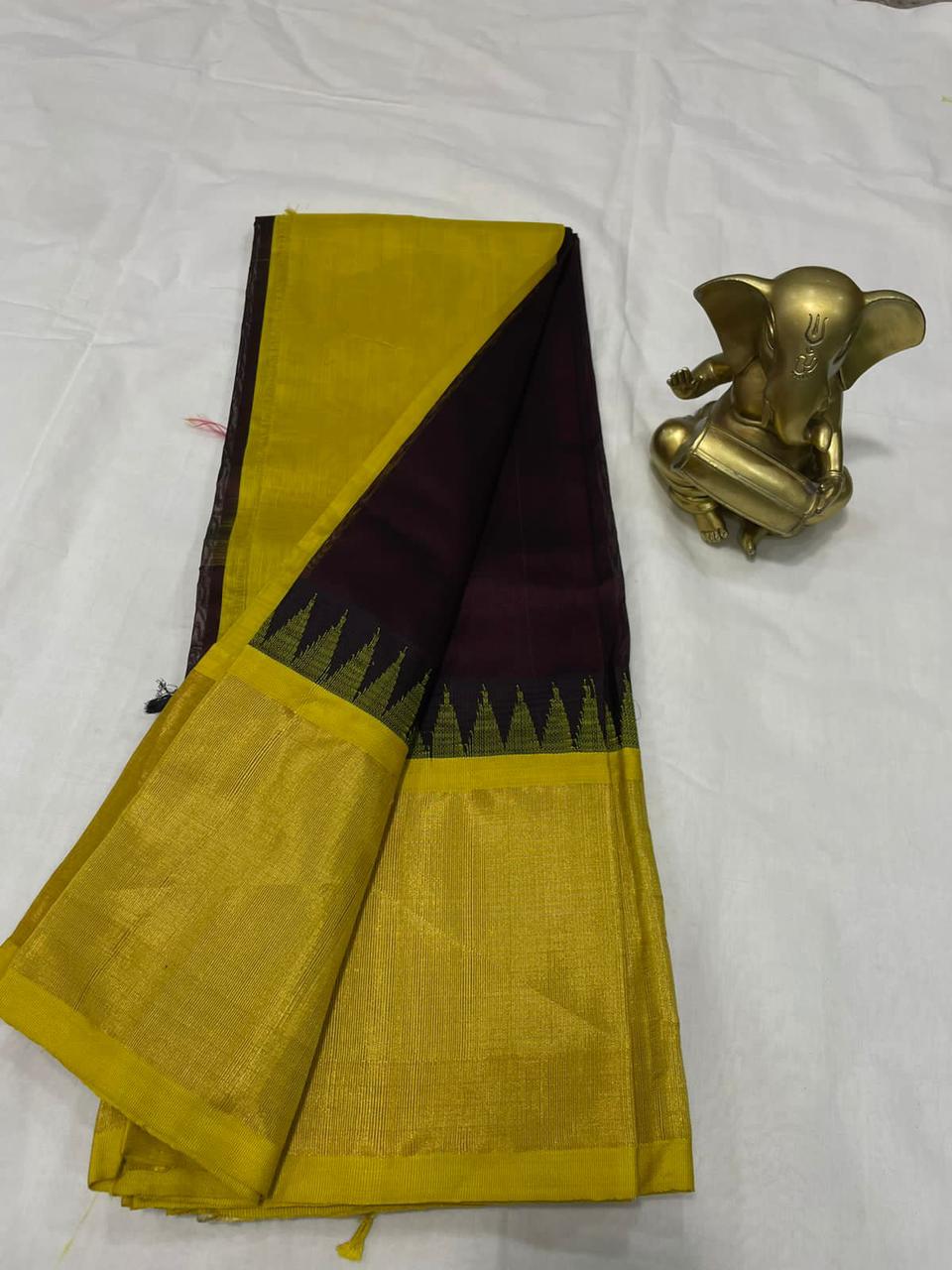 Mangalagiri pure kuppatam pattu silk cotton temple border saree