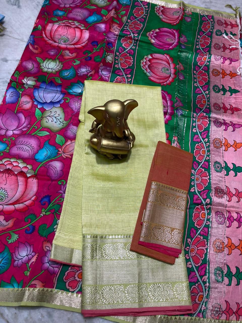 Mangalagiri pure pattu by cotton lehenga set