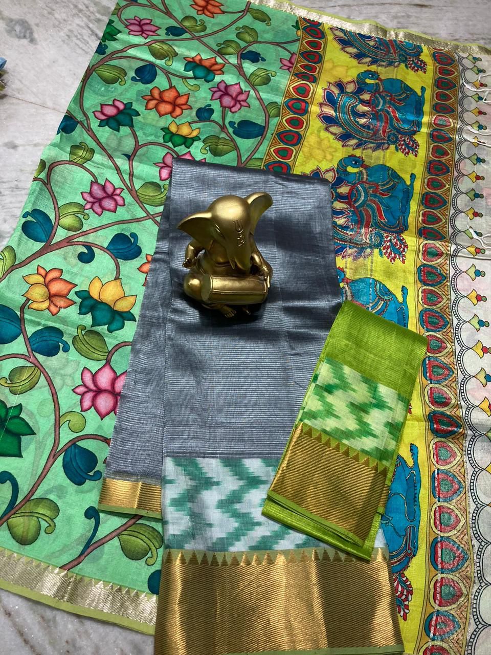 Mangalagiri pure pattu by cotton lehenga set