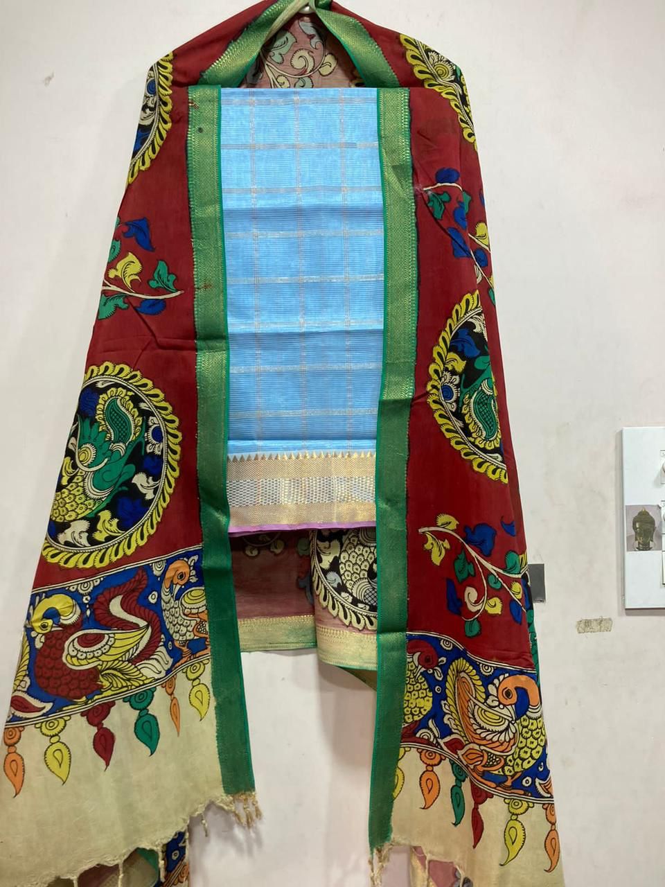Mangalagiri pure pattu by cotton material set