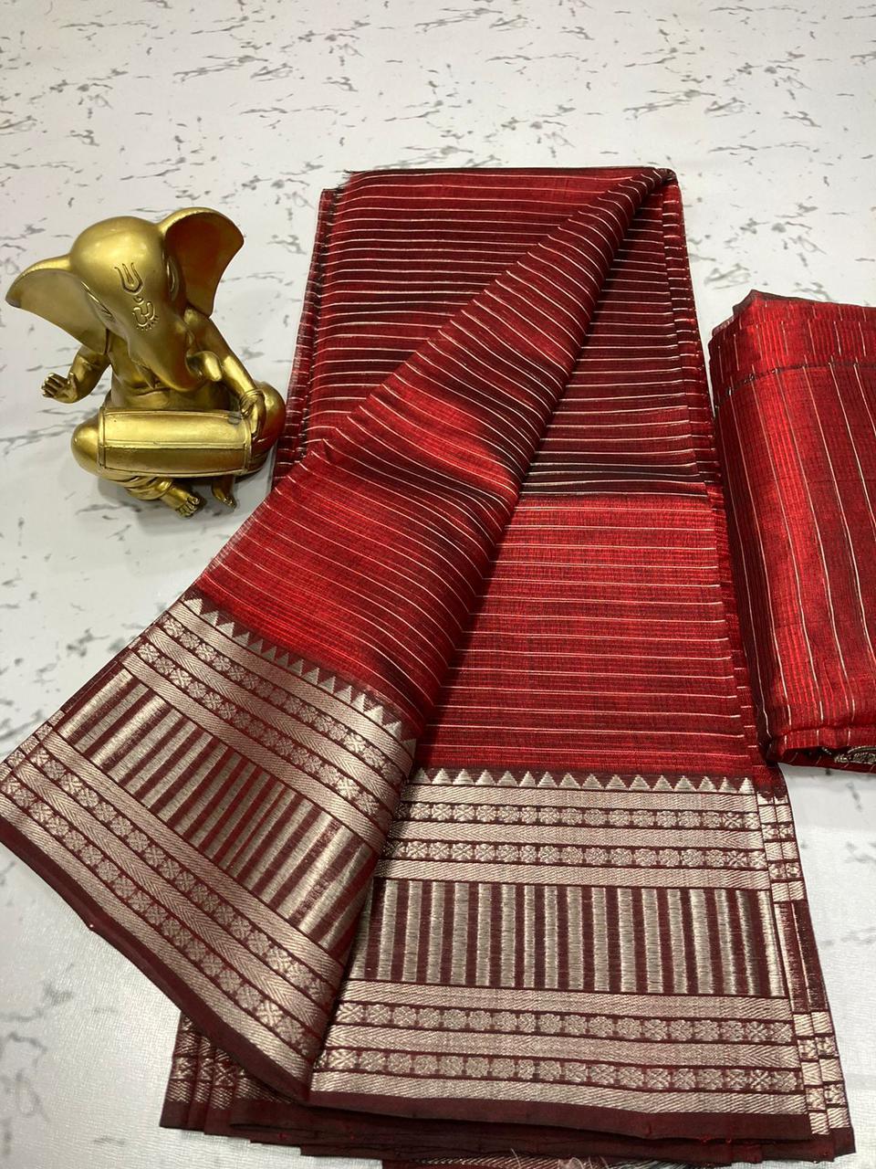 Mangalagiri pure pattu by cotton zari lined saree