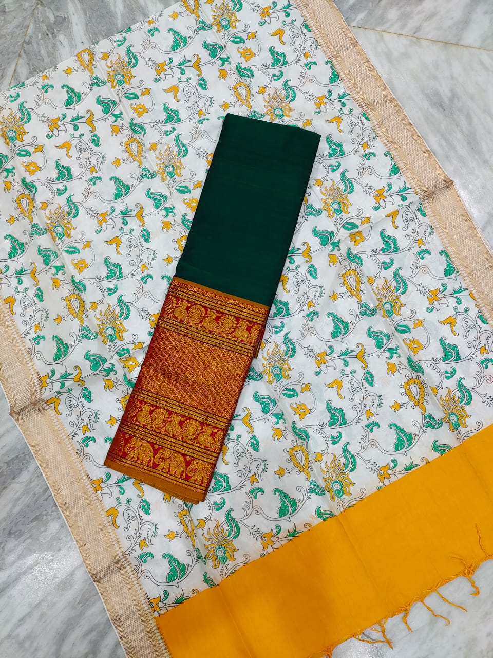 Mangalgiri cotton kanchi border saree & pattu digital printed voni lehenga sets