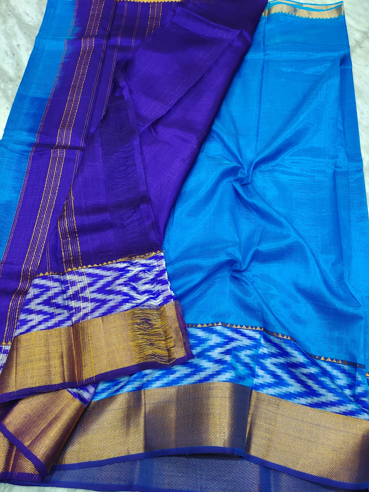 Manglagiri pattu pochampalli zari border beautiful plain saree - Vannamayil Fashions