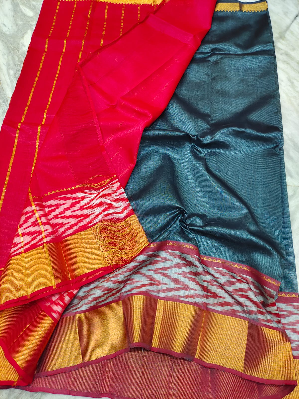 Manglagiri pattu pochampalli zari border beautiful plain saree - Vannamayil Fashions