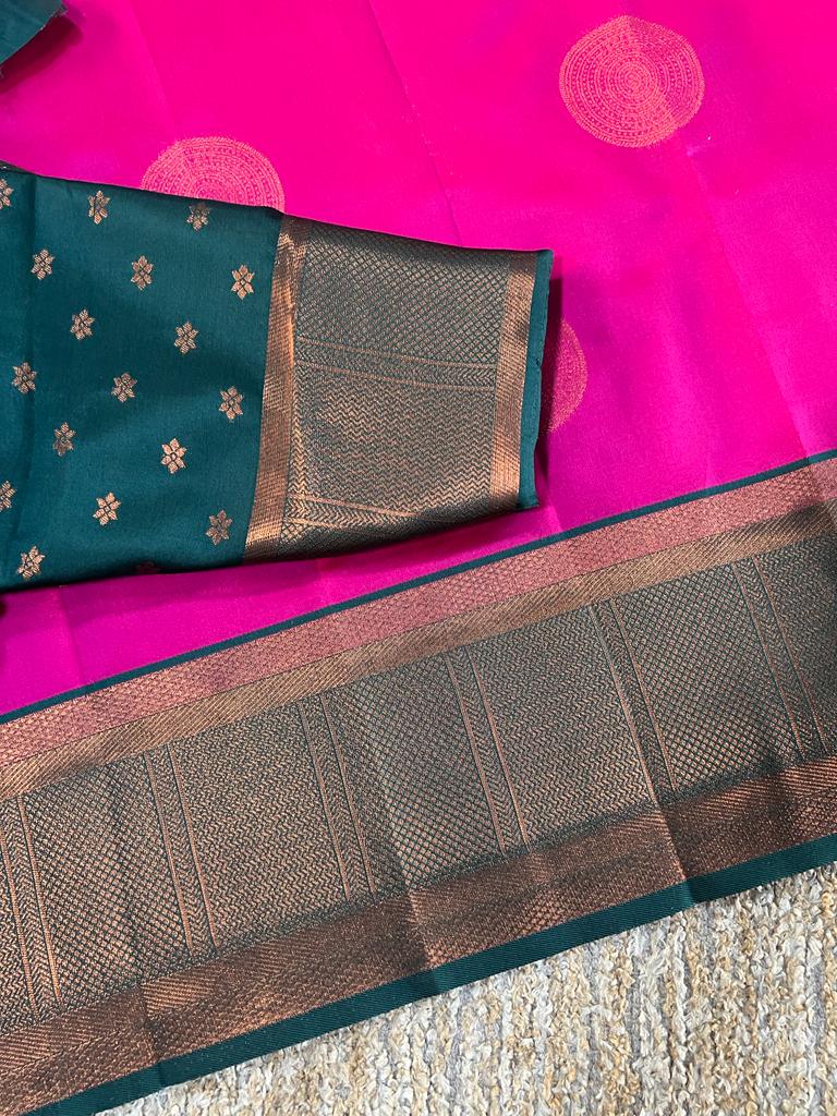 Neon soft silk saree