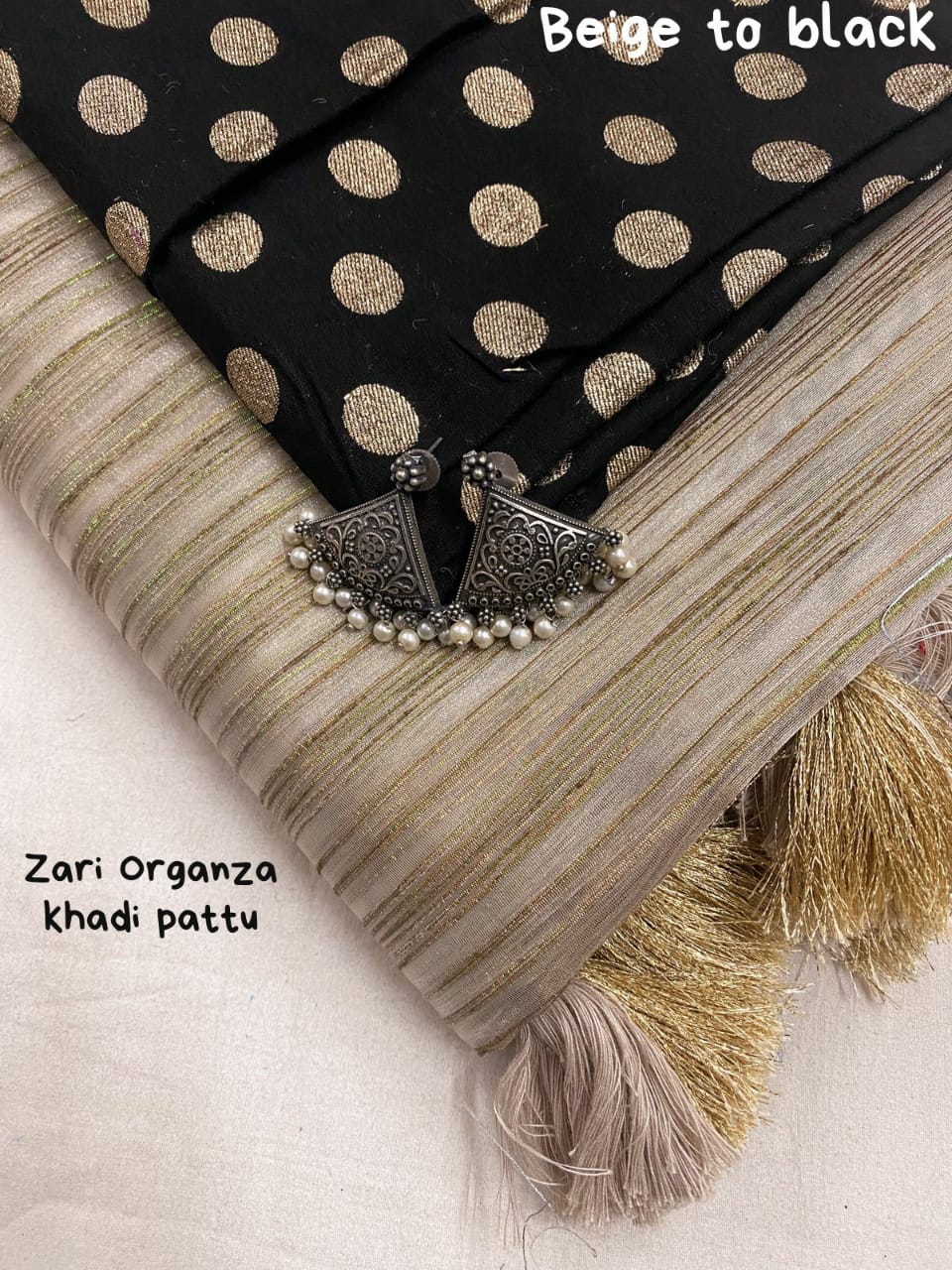 Organza silk with allover simple shiny zari slub with khadi pattu border saree - Vannamayil Fashions