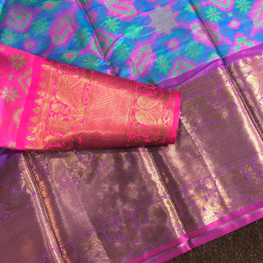 Patola power loom soft silk rich and classy kanchi border saree - Vannamayil Fashions