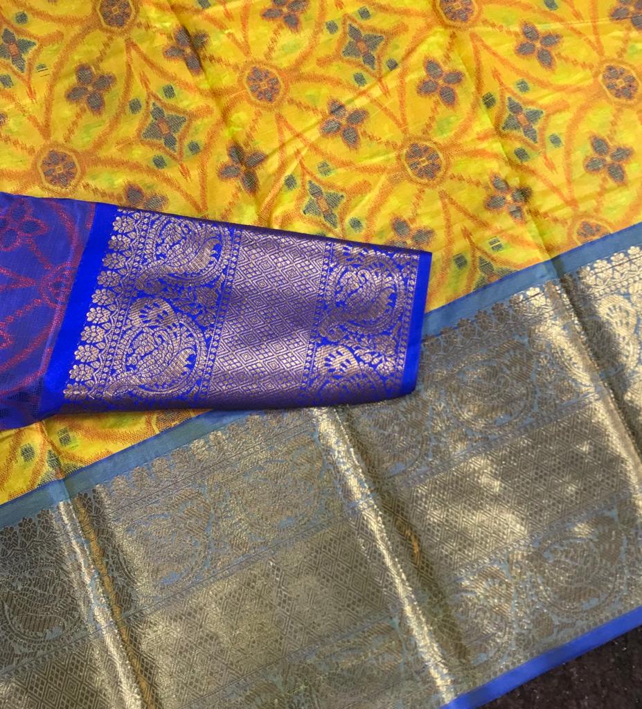 Patola power loom soft silk rich and classy kanchi border saree - Vannamayil Fashions