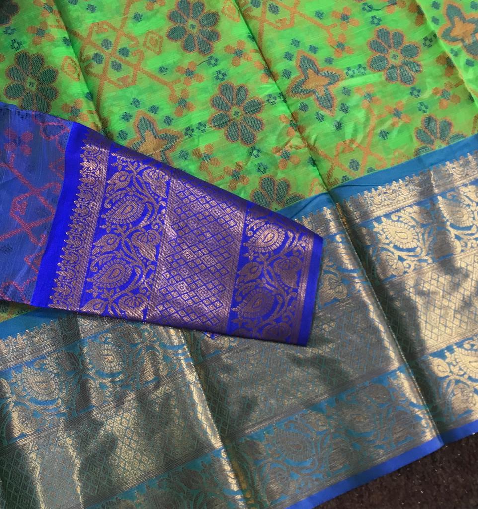 Patola power loom soft silk rich and classy kanchi border saree - Vannamayil Fashions