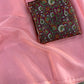 Plain organza silk saree