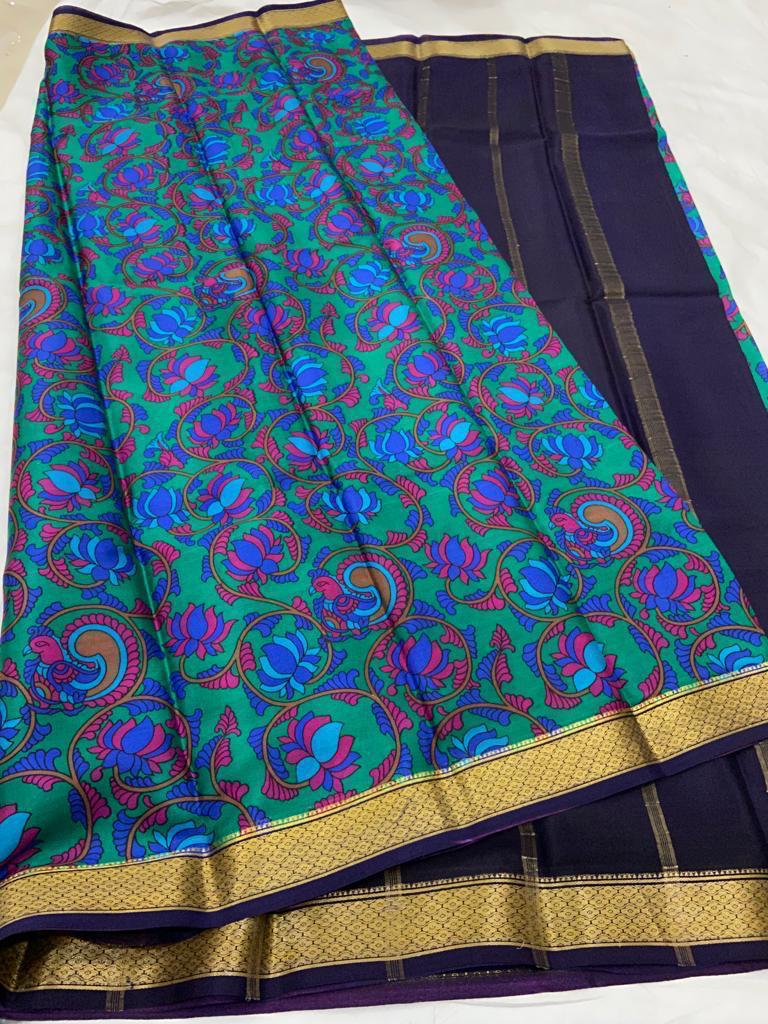 Printed pure mysore crepe silk saree