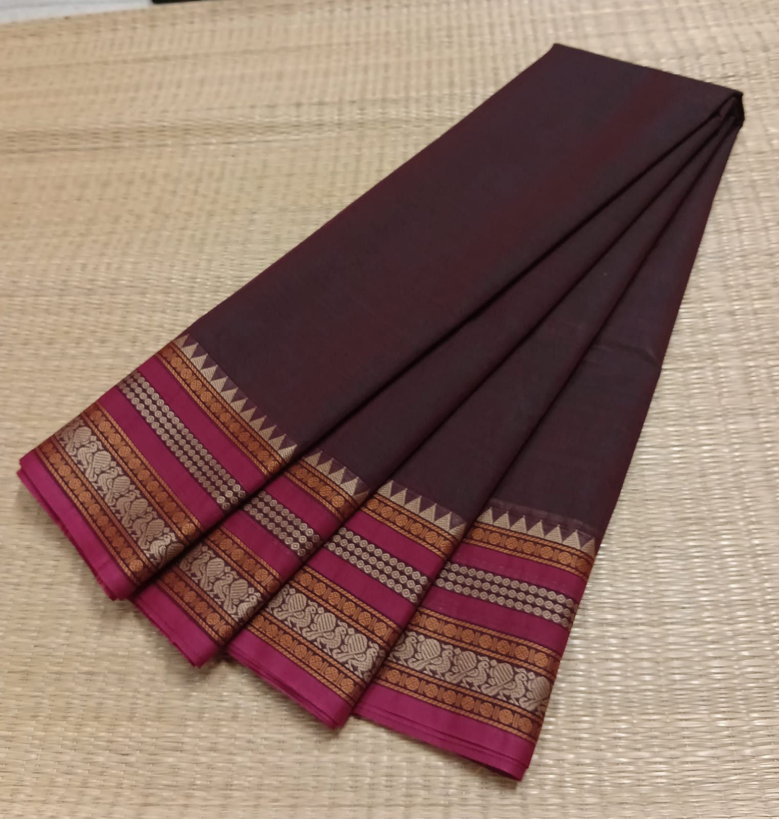 Mehrunnisa Handloom High Quality Cotton Silk SAREES With Blouse Piece From  West Bengal (Golden & Magenta) - mehrunnisa