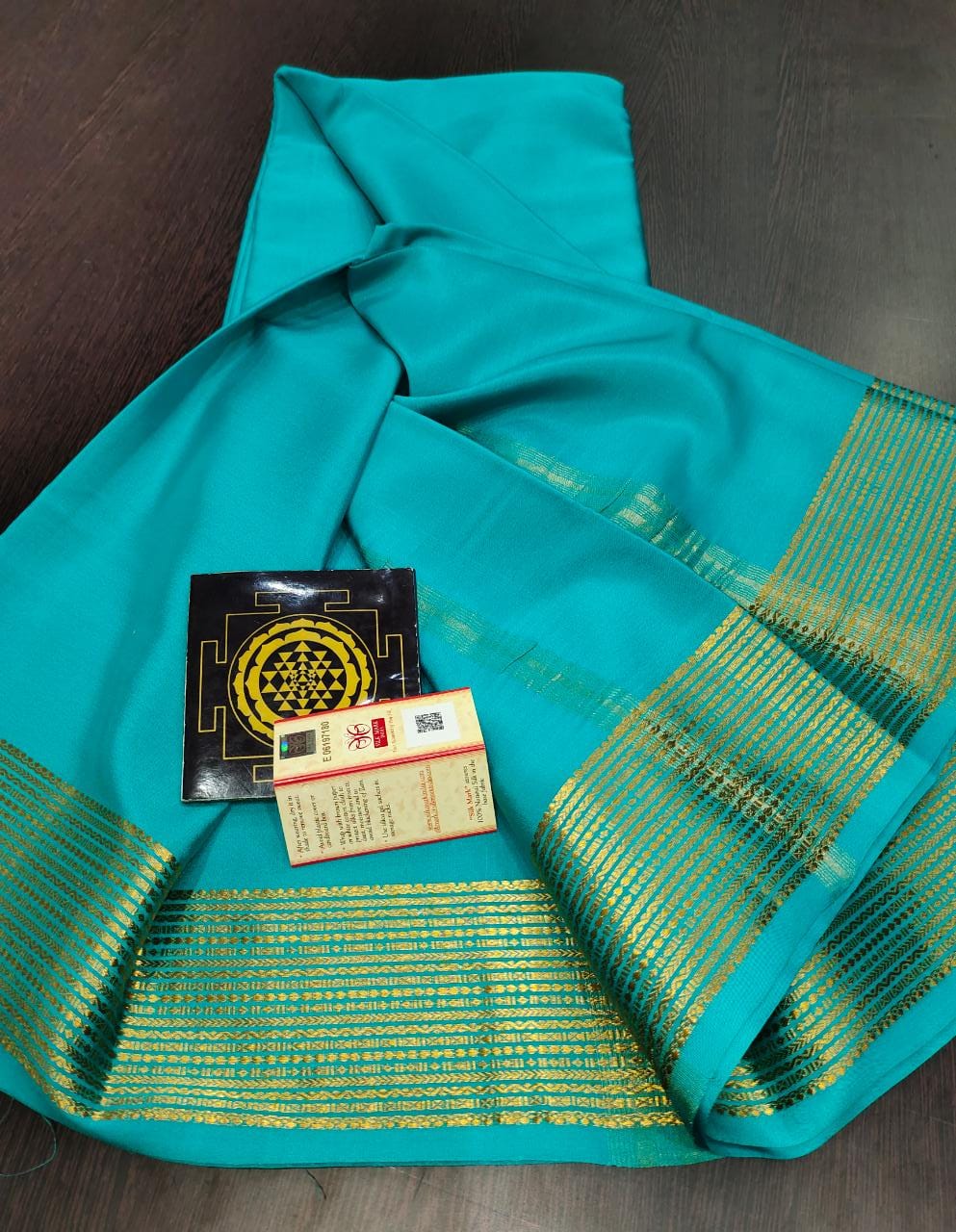 Blue Mysore Crepe Saree