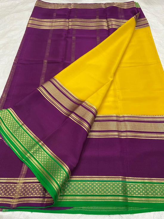 Pista Green Woven Embellished Ethnic Border Mysore Silk Handloom Saree