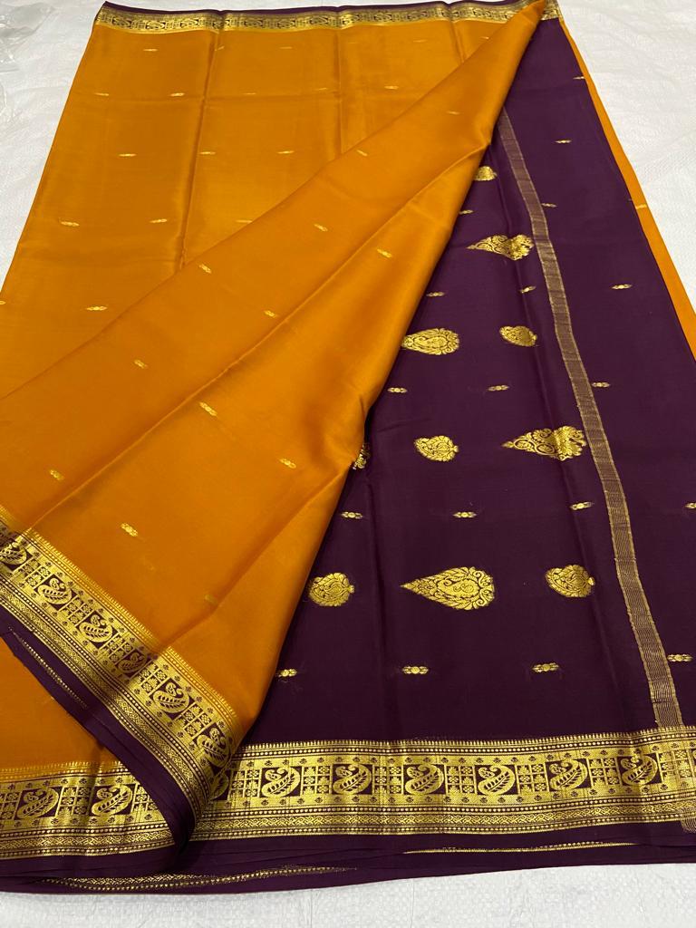 Pure mysore crepe silk butta work saree