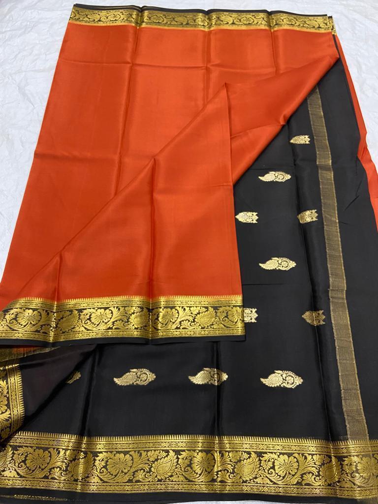 Pure mysore crepe silk butta work saree