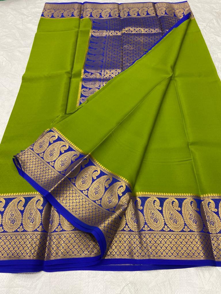 Stylish Purple Mysore Handloom Pure Crepe Silk Checks Saree – Luxurion World