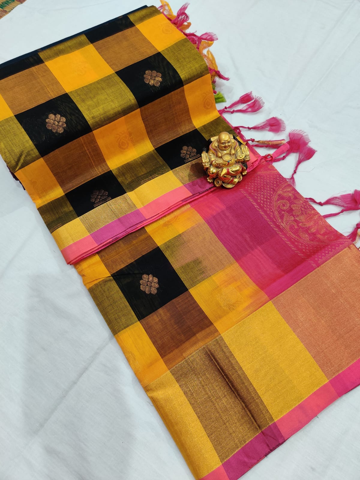 Pure pattu by cotton allover checked saree