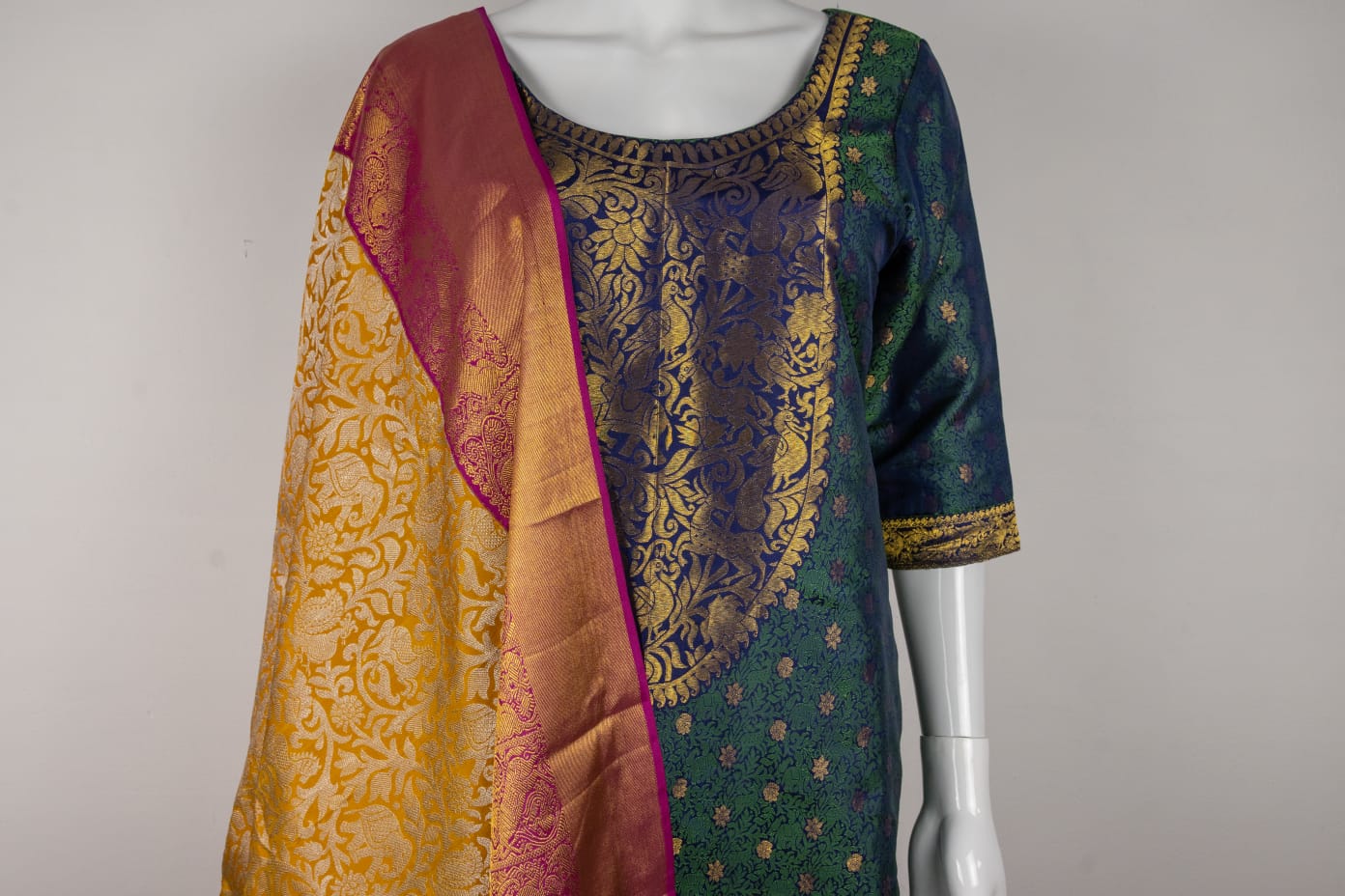 Pure silk salwar material with pure silk kanchi duppata