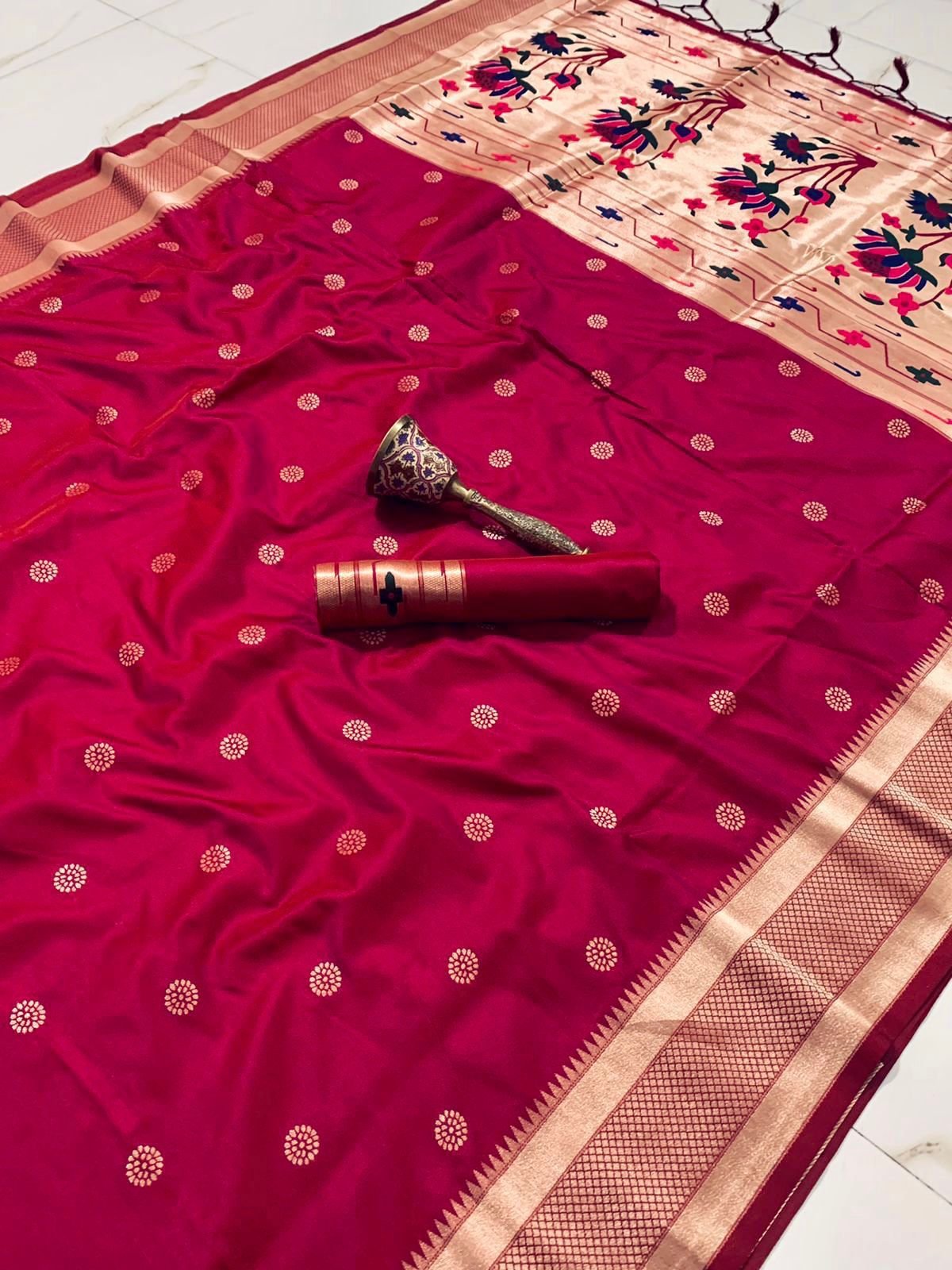 Semi Paithani Silk Saree (adi78624)