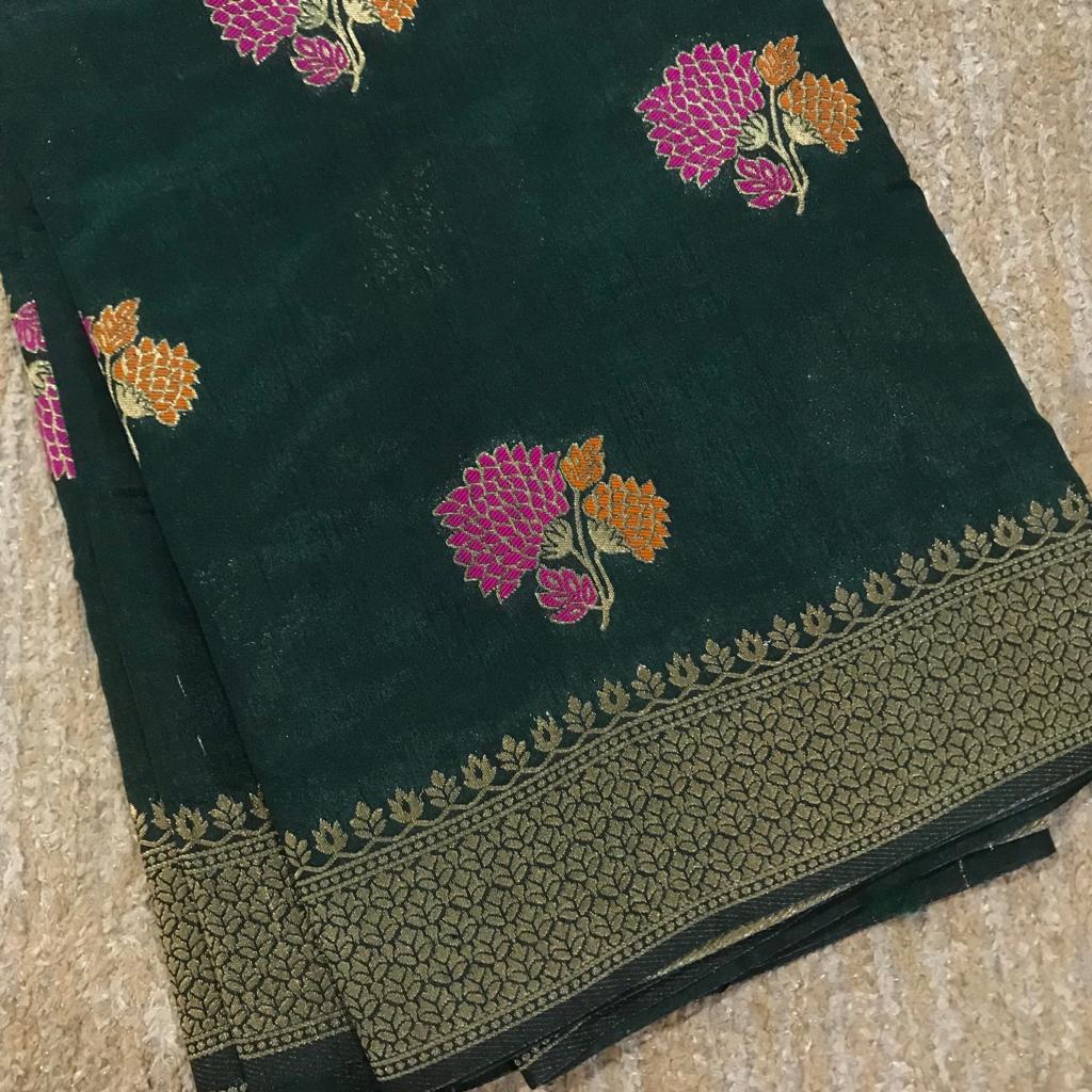 Purely hand woven monga banarasi silk saree - Vannamayil Fashions