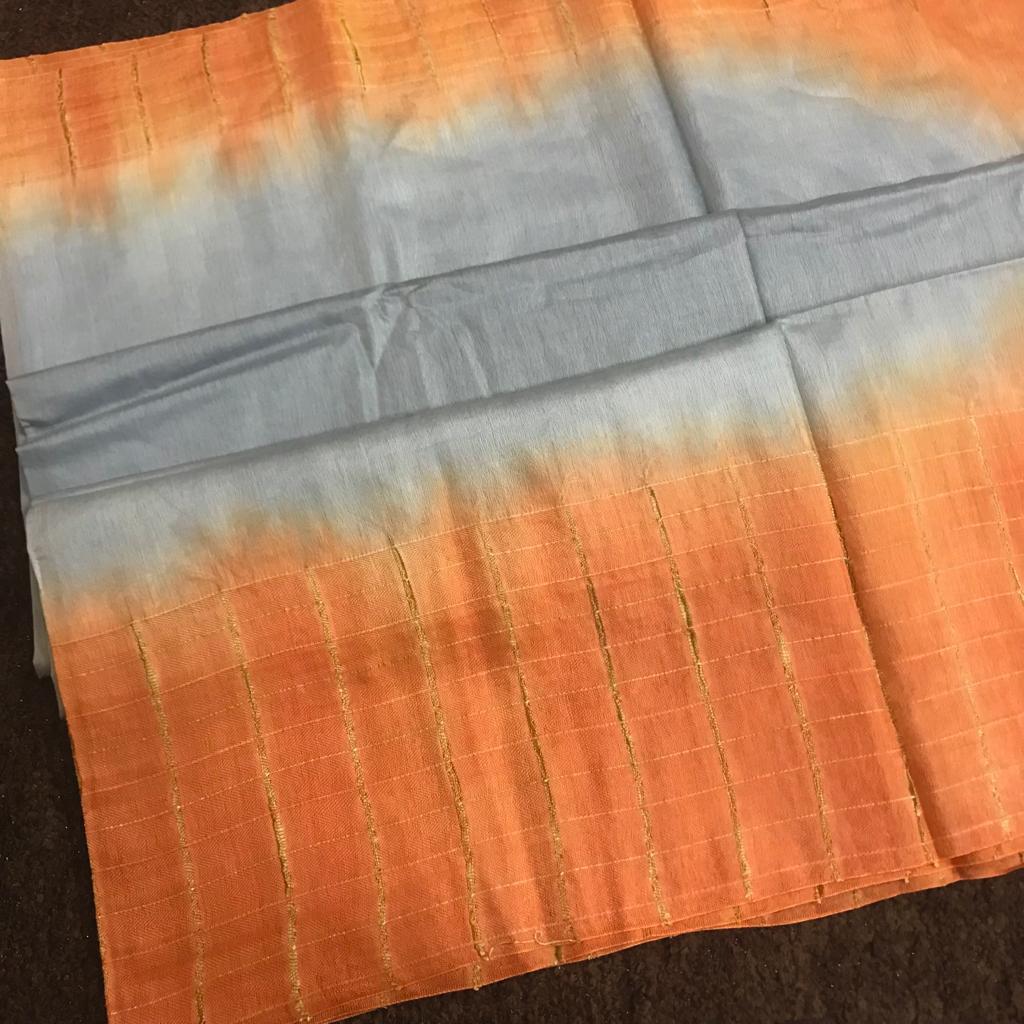 Purely handwoven tie and dye bhagalpuri tussar silk saree