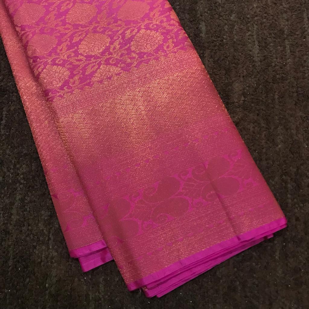Purely handwoven traditional kanchipuram semi soft brocade wedding silk saree - Vannamayil Fashions