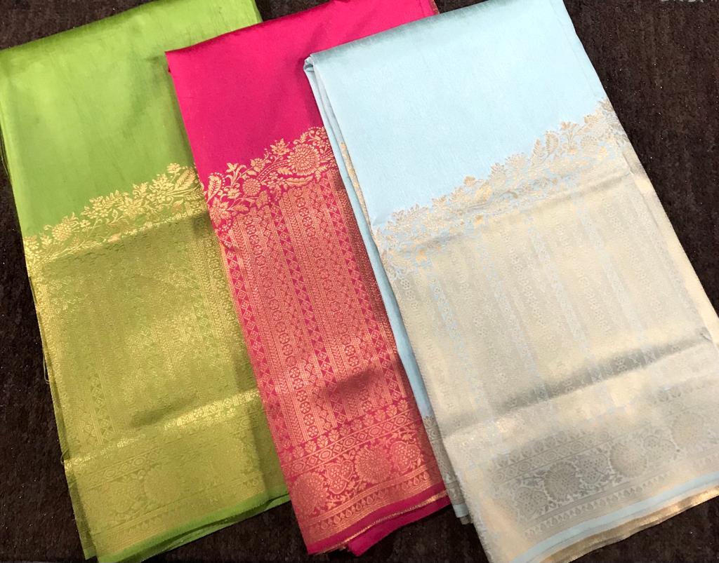 Raising zari border silk and shiny banarasi dupion tussar silk saree