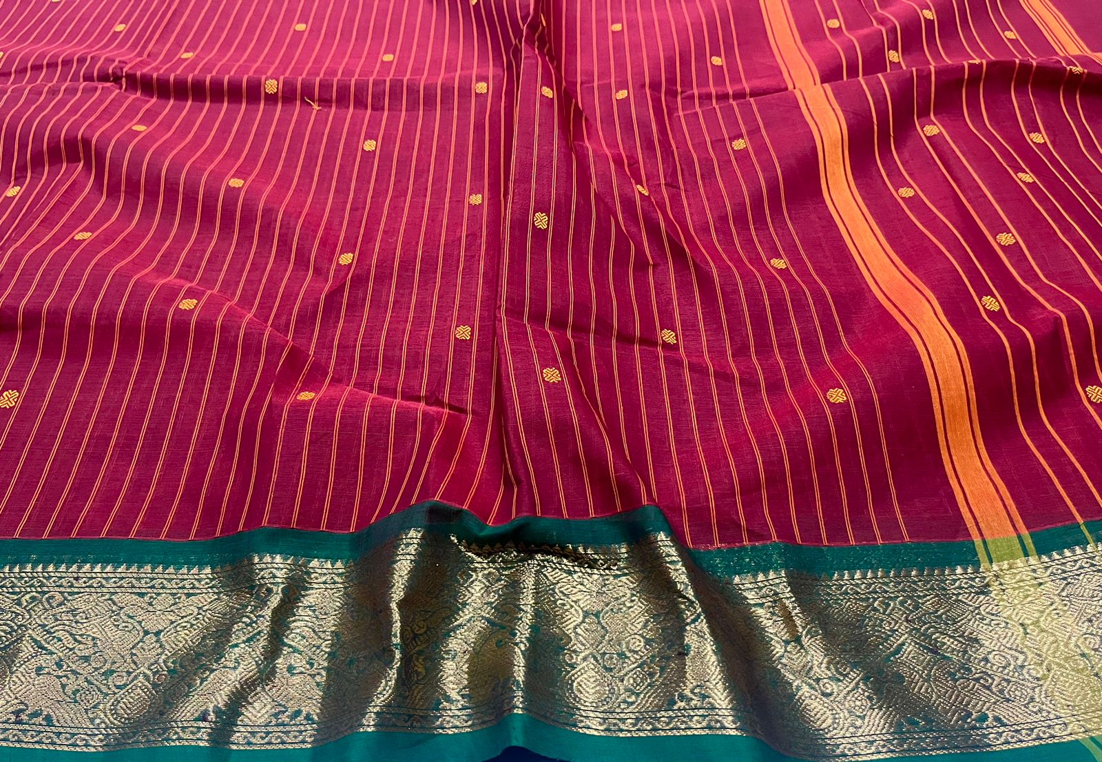 Zari korvai butta chettinad saree