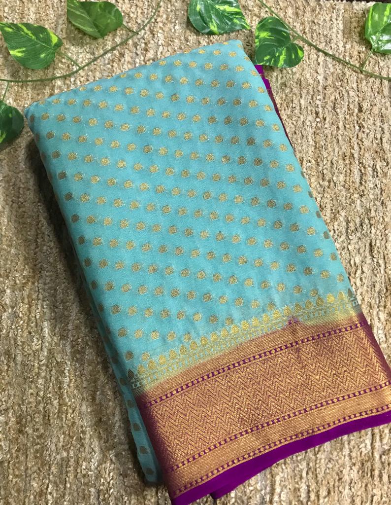 Rangoli Khaddi Chiffon Georgette Rangkat Banarasi Saree | Bengal Looms