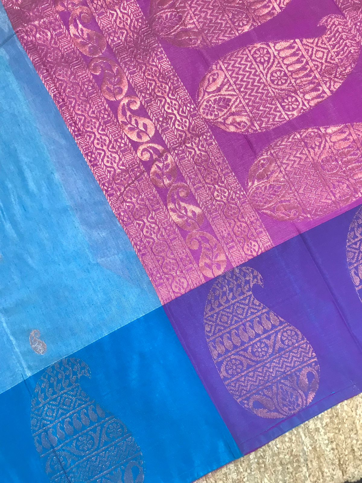 Silk cotton saree with long border