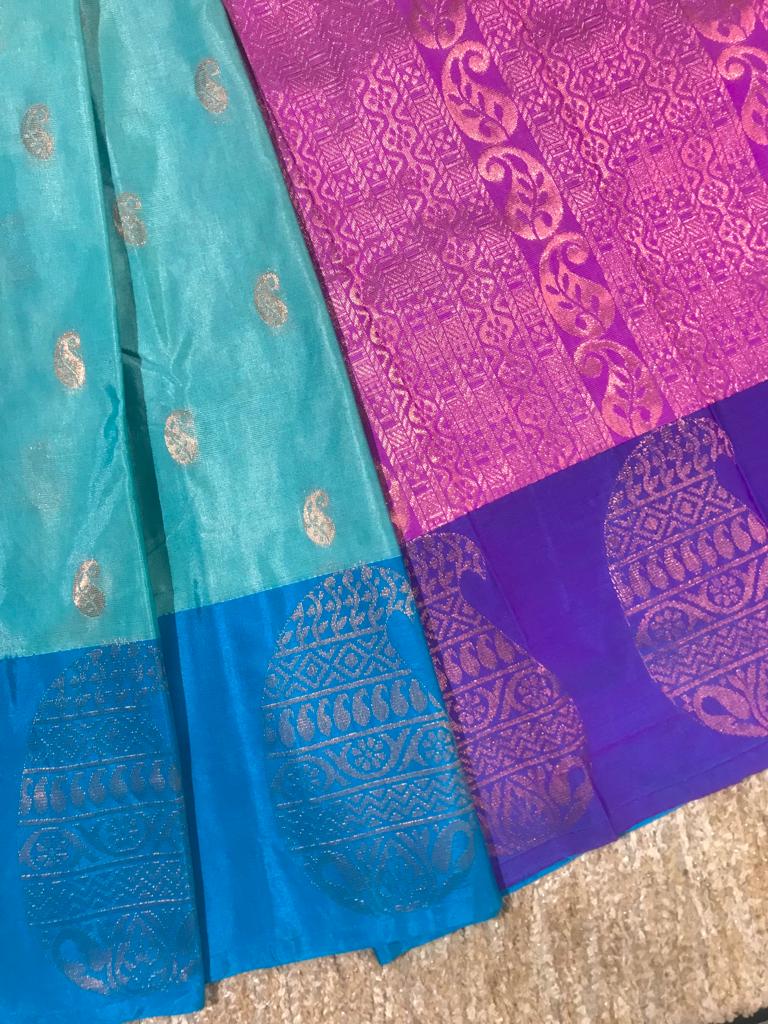 Silk cotton saree with long border