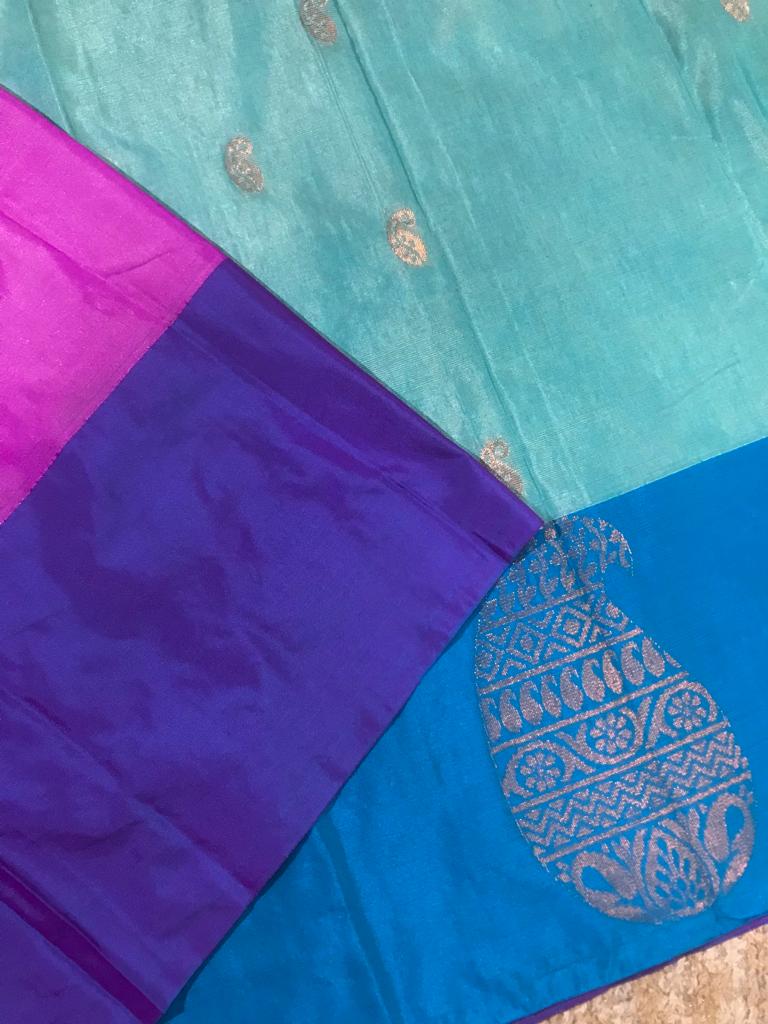 Silk cotton saree with long border