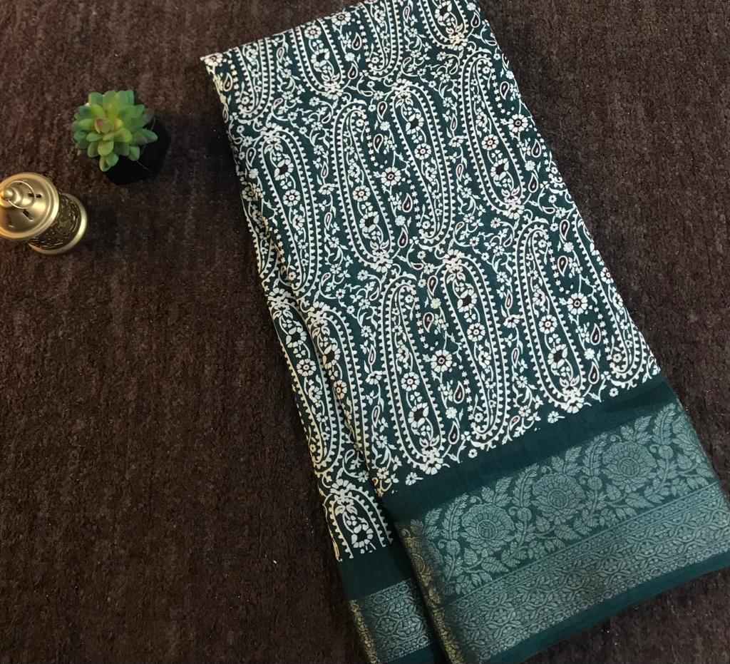 Silky crepe fabric with rich banarasi border saree