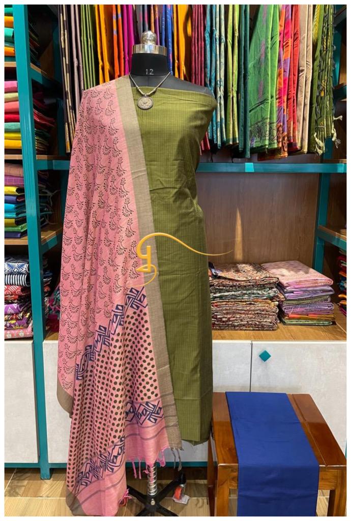 Slub chanderi cotton mix & match salwar material