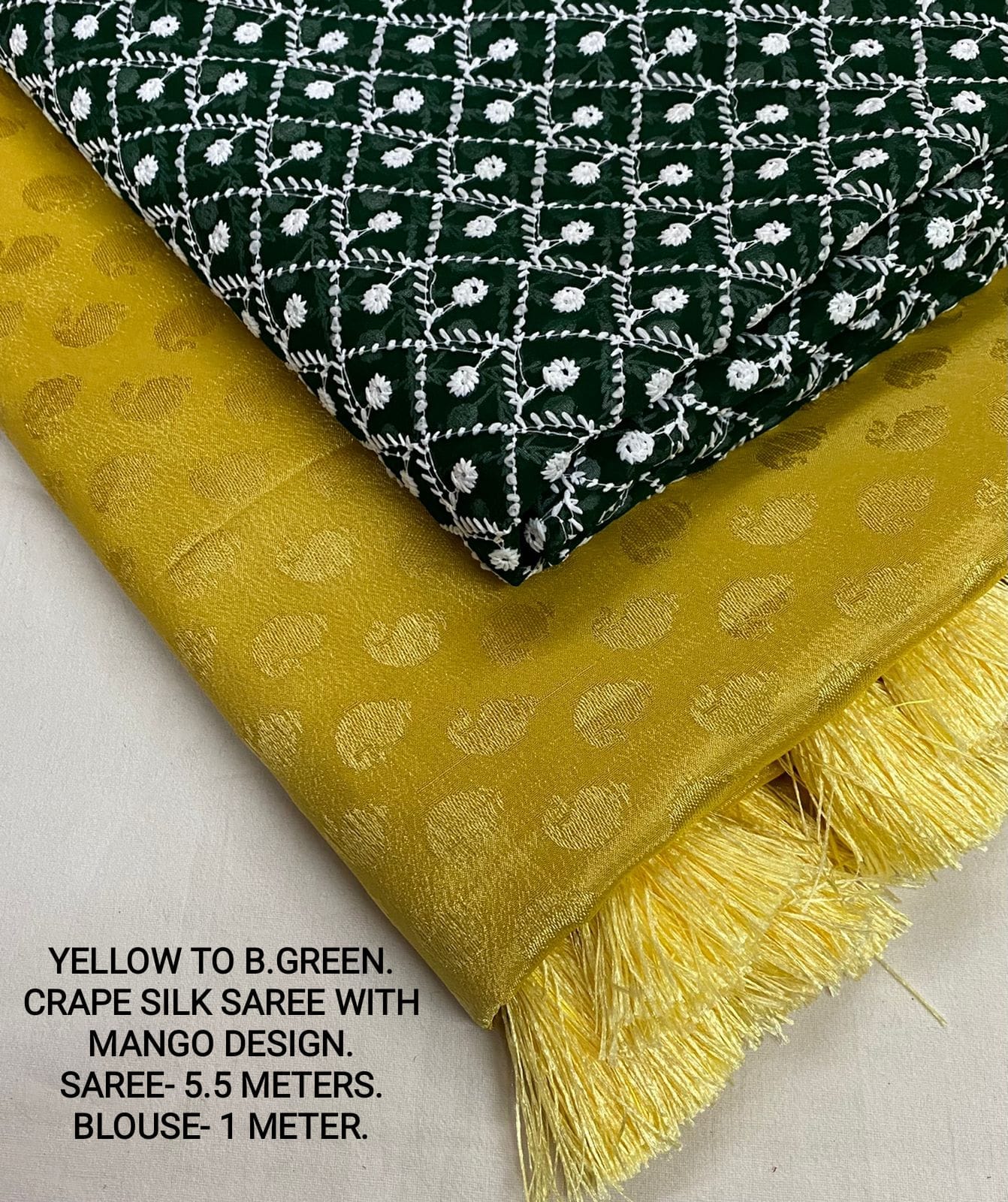 Soft crape silk saree with self woven mango design allover saree - Vannamayil Fashions