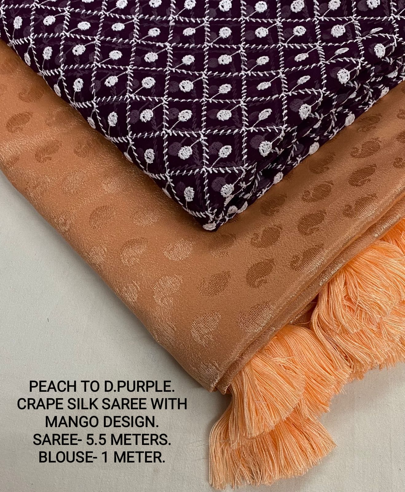 Soft crape silk saree with self woven mango design allover saree - Vannamayil Fashions