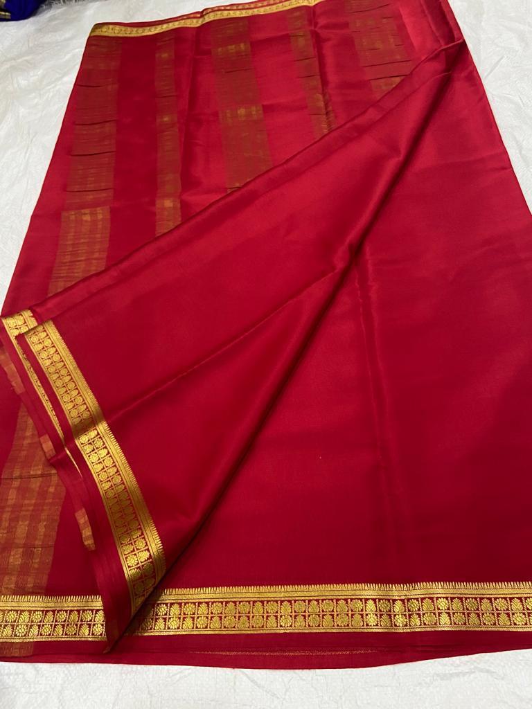 Solid color pure mysore silk saree